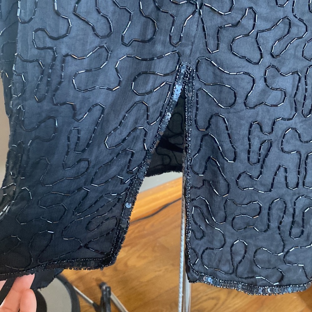 Lane Bryant Black Silk Beaded Cocktail Dress (Size 26/28) - Picture 8 of 10